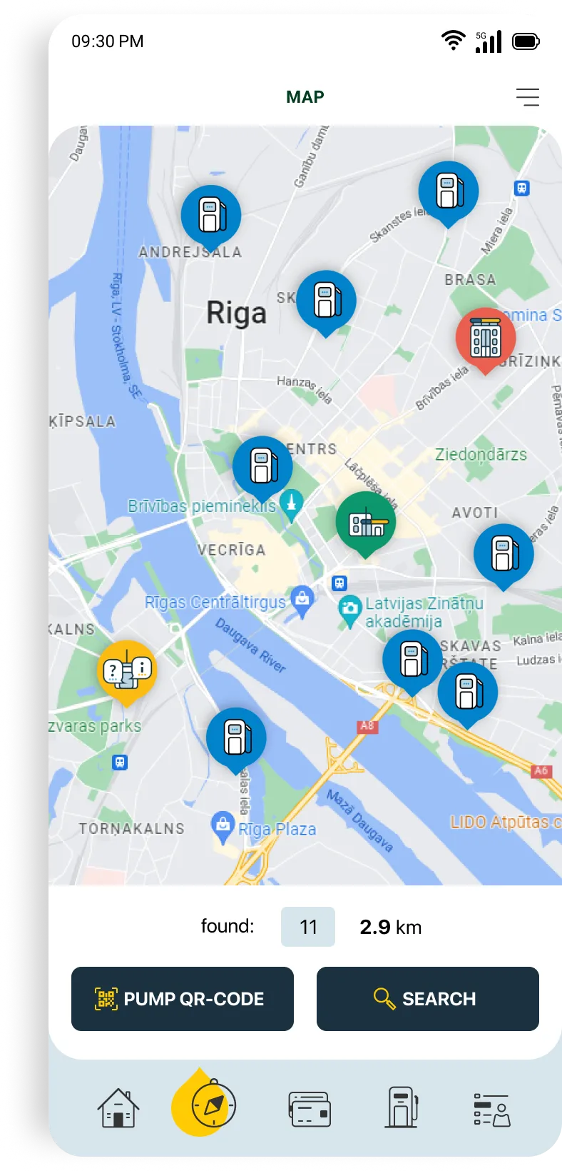 DUS karte aplikācijā